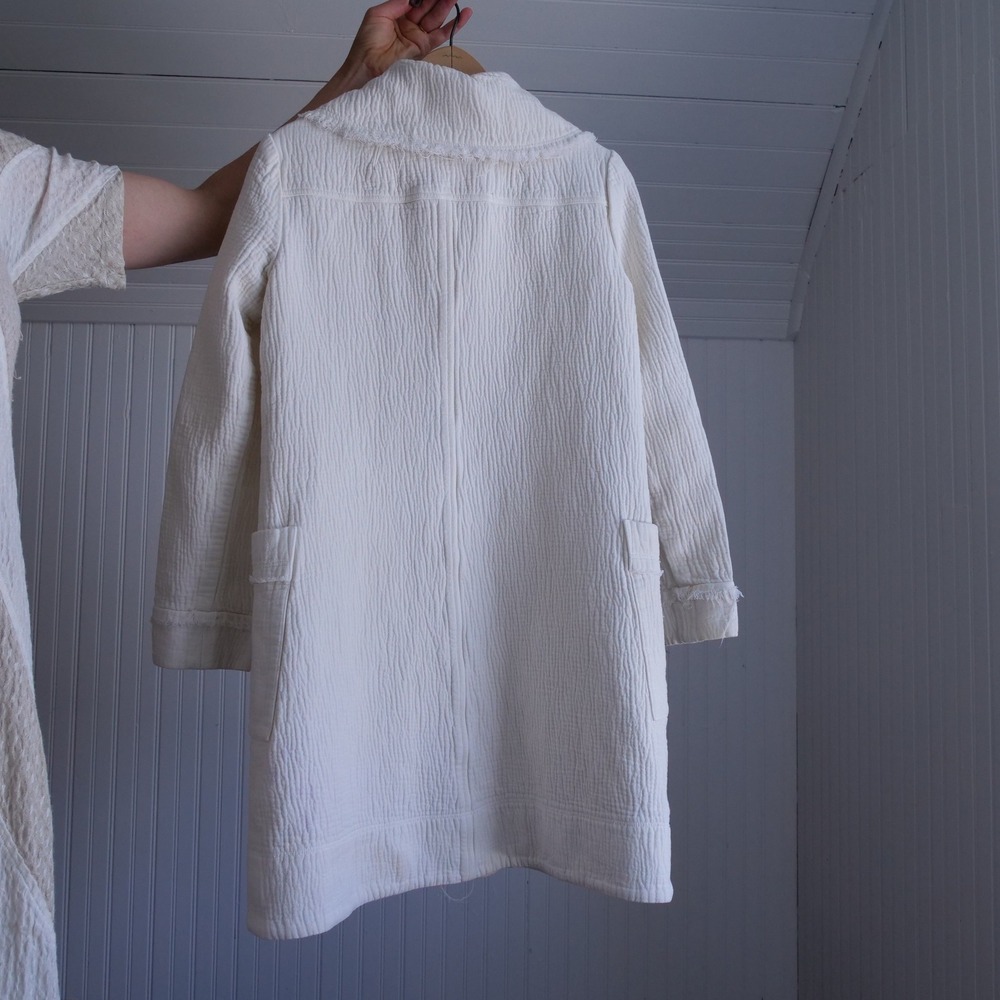 Y2k Raquel Allegra ivory cotton/rayon longline chore coat - Picture 10 of 11